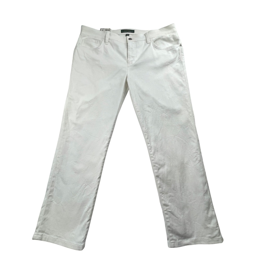 Lauren‎ Ralph Lauren Womens 14 Modern Straight Cropped Slimming Fit Jeans White